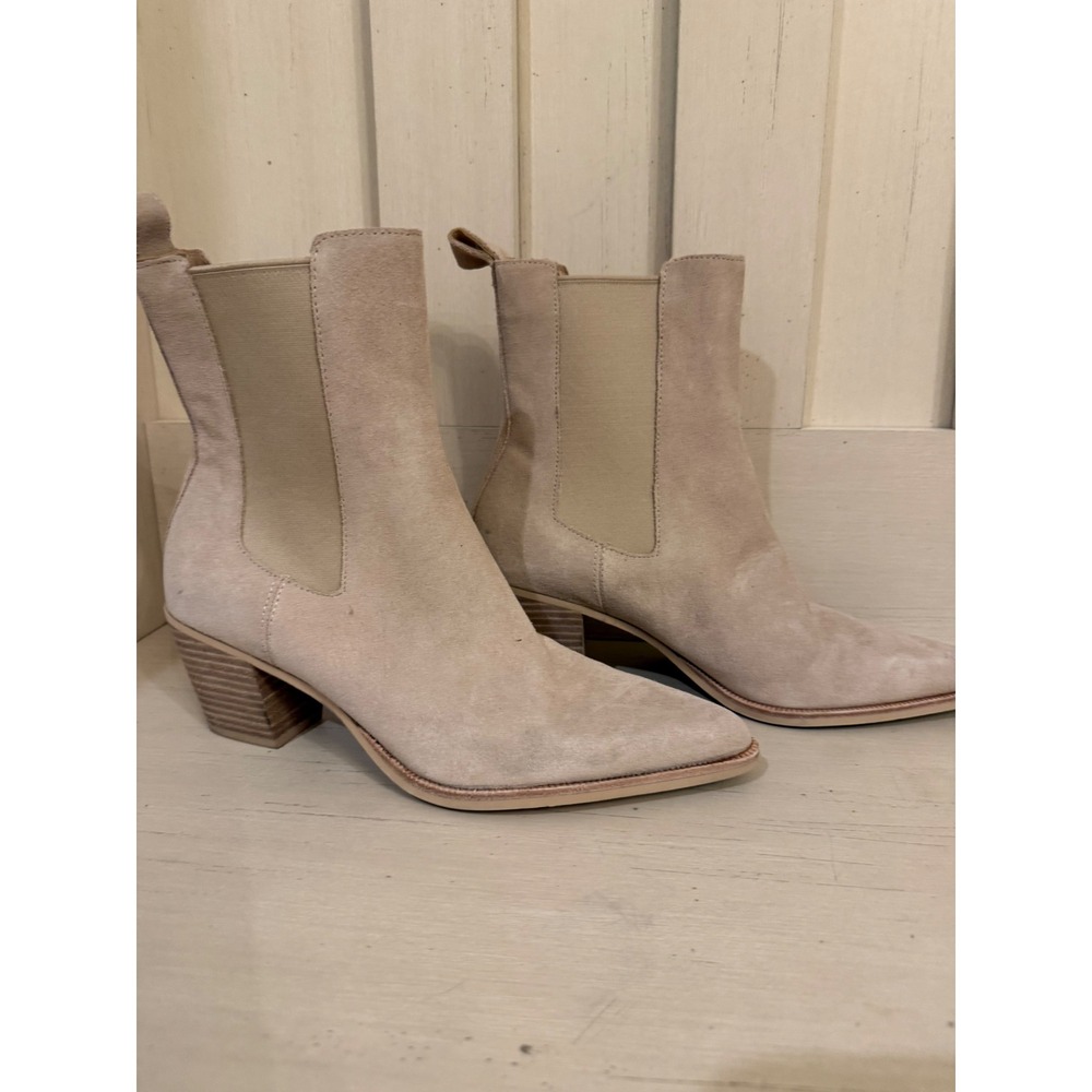 Dolce Vita H2O Waterproof Suede Chelsea Boots Pointed Toe Sand Beige Womens 7